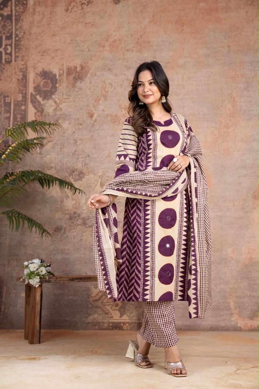 Ajrakh Cotton Suit Set view 2